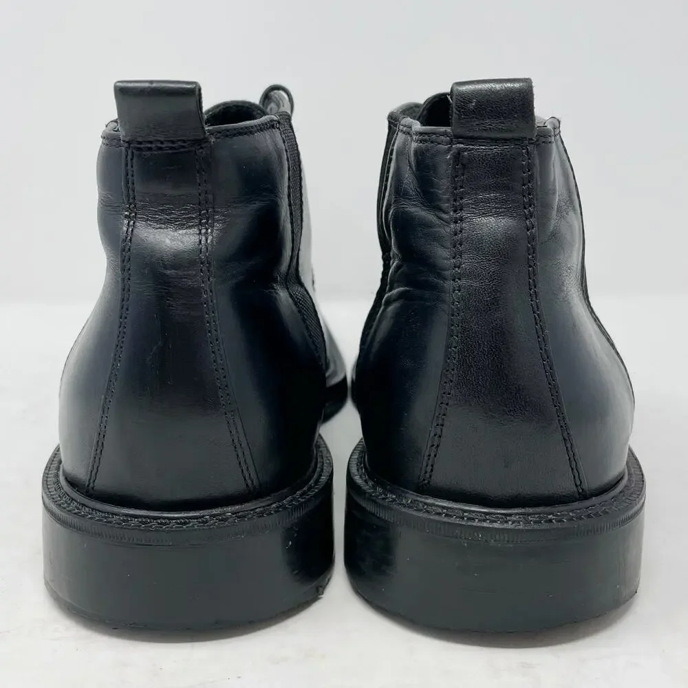 Venturini Black Leather Square Toe Lace Up Chelsea Boots Mens 9